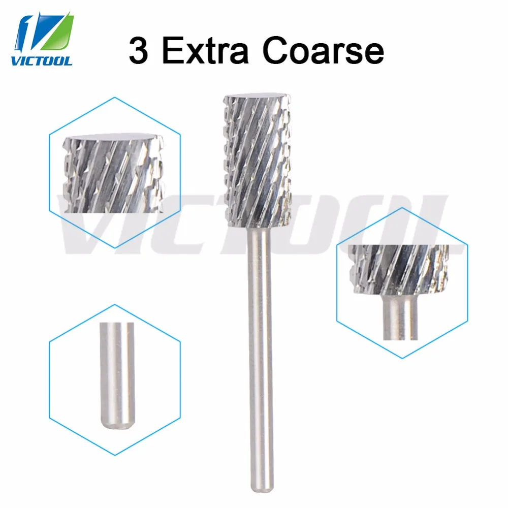 

Tungsten Carbide Steel Nail Drill Bits 3 Extra Coarse Cylinder For Electric Manicure Drill Pedicure Machine Nail File 07
