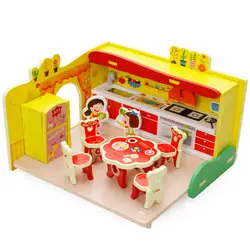 Деревянный Кухня 3D моделирования играть игрушки для детей Обучающие головоломки пазл Пособия по кулинарии игрушка в подарок
