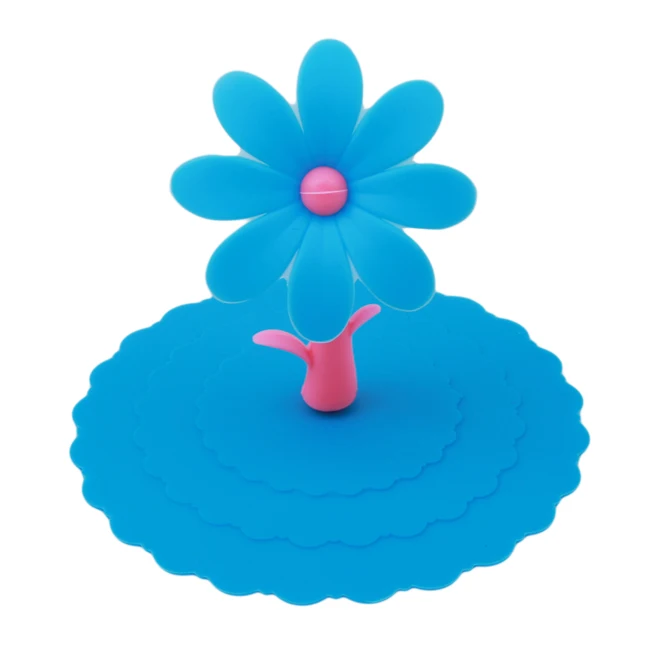 5 цветов креативная антипылезащитная силиконовая крышка для чашки силиконовая Милая крышка для чашки с изображением подсолнуха кофейная чашка крышка с присоской - Цвет: blue