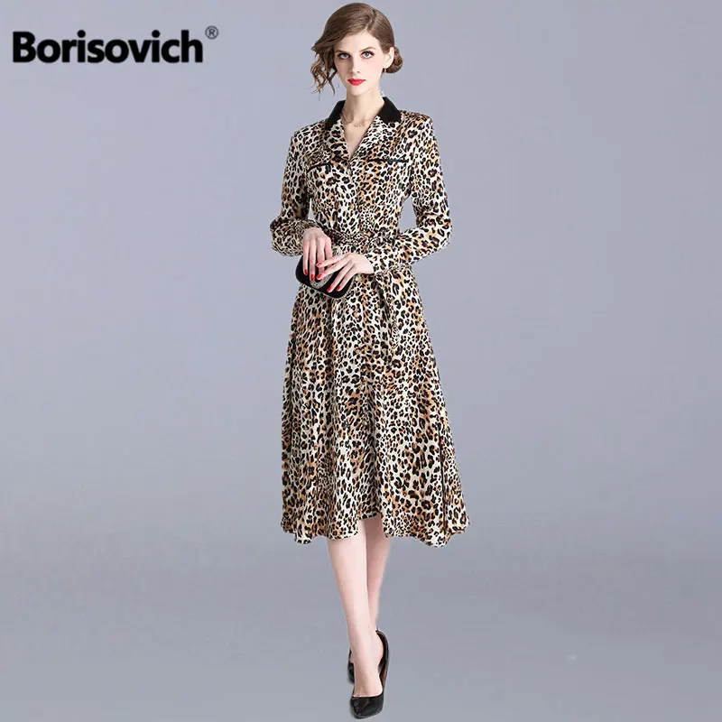 Женское длинное платье с леопардовым принтом Borisovich повседневное винтажное