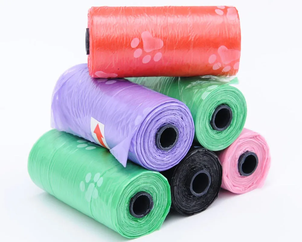 

Plastic 10 Roll 150 pcs Pet Poop Bags With Printing And Smells Fragrance Random Colour Dog Cat Cleaning Up Refill Garbage bags