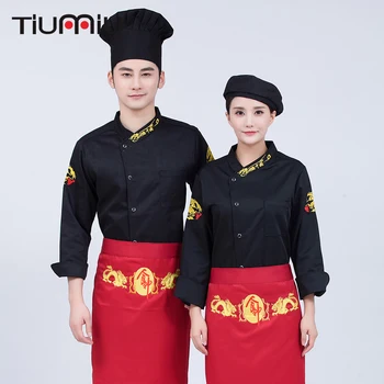

Single Breasted Embroidery Long Sleeve Cook Overalls Restaurant Food Service Kitchen Cozinha Tops Chef Uniforms Chef Jacket XXXL