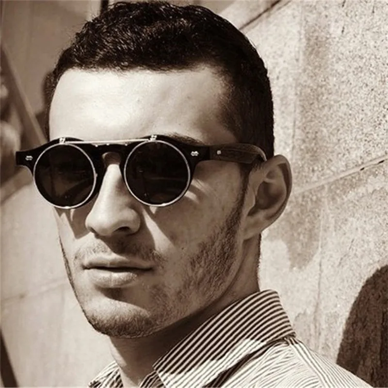 

CURTAIN Gothic Steampunk Round Metal Sunglasses Men Women Mirrored Circle Sun glasses Brand Designer Retro Vintage Oculos UV400