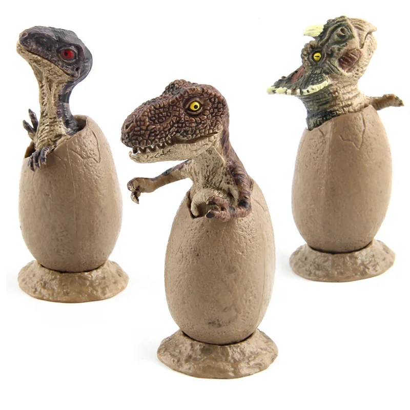 3Pcs Dinosaur Handmade Vivid Display Model Half Hatched Dinosaur Egg Model With Pedestal