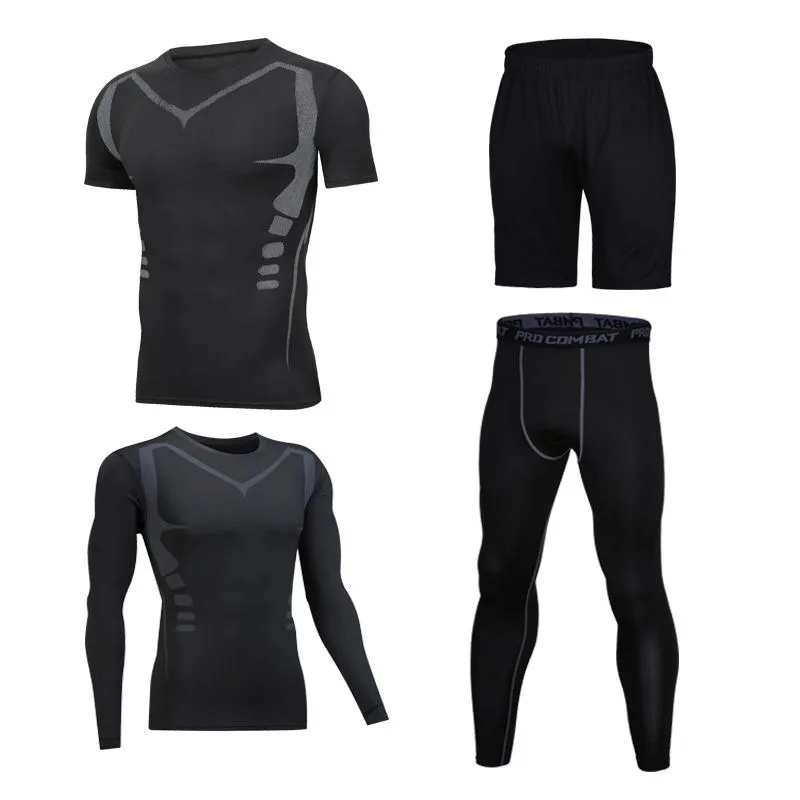 Quick Dry Sports Suit Men's Running Sets Gym Fitness Clothing Compression Basketball Tights Tracksuit Jogging Running Sportswear - Цвет: 13