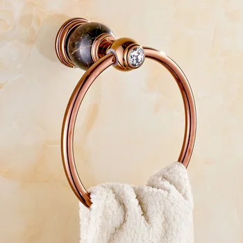 

Jade Towel Ring All Copper Rose Gold Natural Marble Towel Ring Bathroom European Style Towel Ring