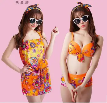 

Top quality New arrival Bohemia style sexy bikini three-piece suit with breast pad