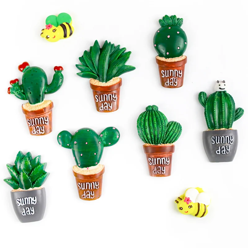 

5pc Dollhouse Pretend Toy Mini Simulation Cactus DIY Fridge Sticker Phone Case Resin Pot Plants For Dolls Accessories Decoration