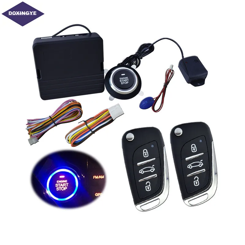 

DOXINGYE Car Alarm System Engine Push Button Remote Control Start Keyless Entry System Car Burglar Alarm Remote Car Door ON/OFF