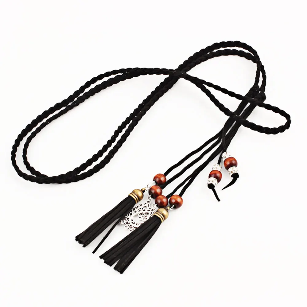 6 Colors Women Tassel Belt Woven Waist belt women dress Elegant Belts