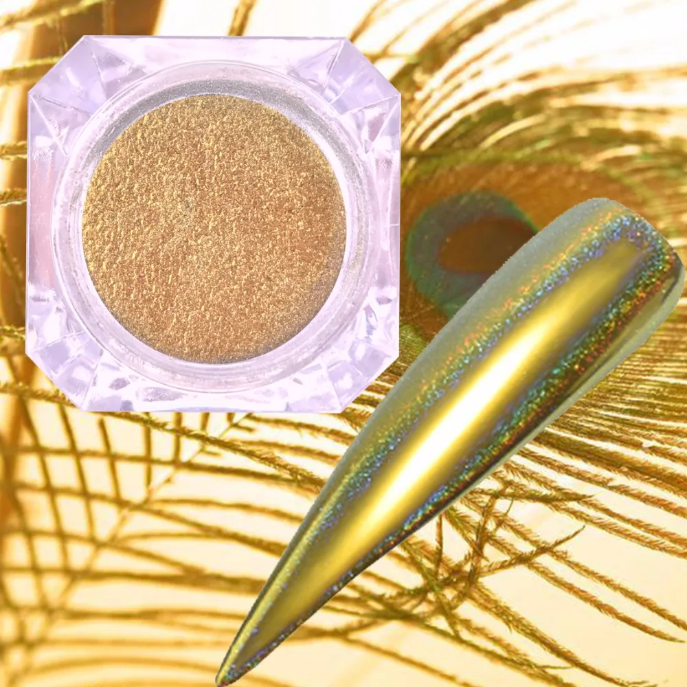 

1 Box 0.2g Peacock Chameleon Holographic Nail Glitter Mirror Nail Art Chrome Pigment Dust Powder