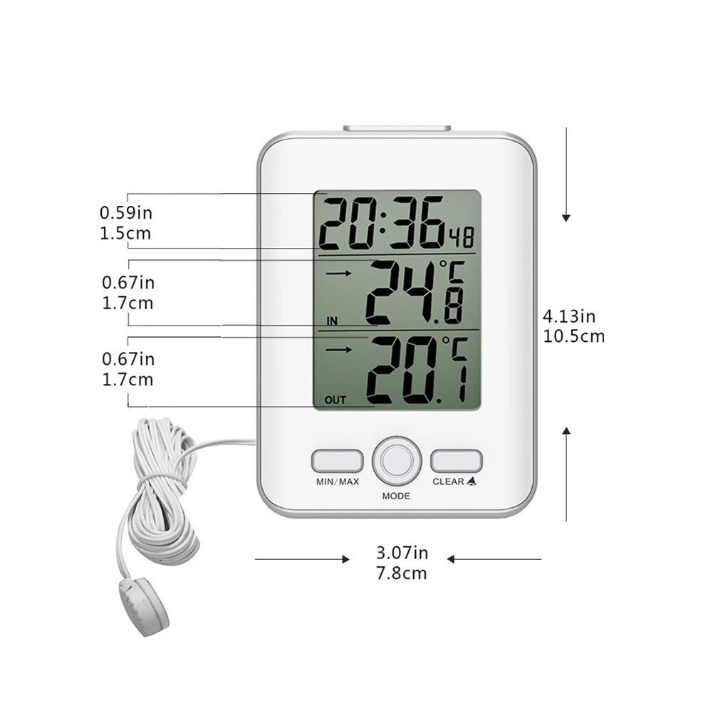 

Wired Digital Temperature Sensor Probe Thermometer Indoor Outdoor LCD Meter Alarm Snooze Clock TN88