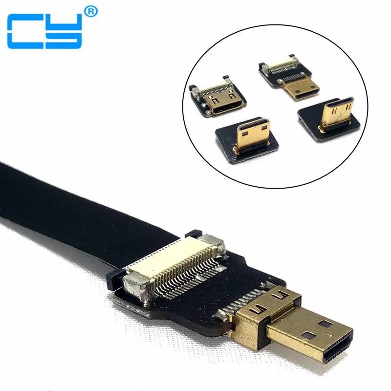 

90 Degree FPV Micro HDMI Male to Mini HDMI FPC Flexible Flat Cable fpv Flat Cable for GOPRO Multicopter Aerial Photography