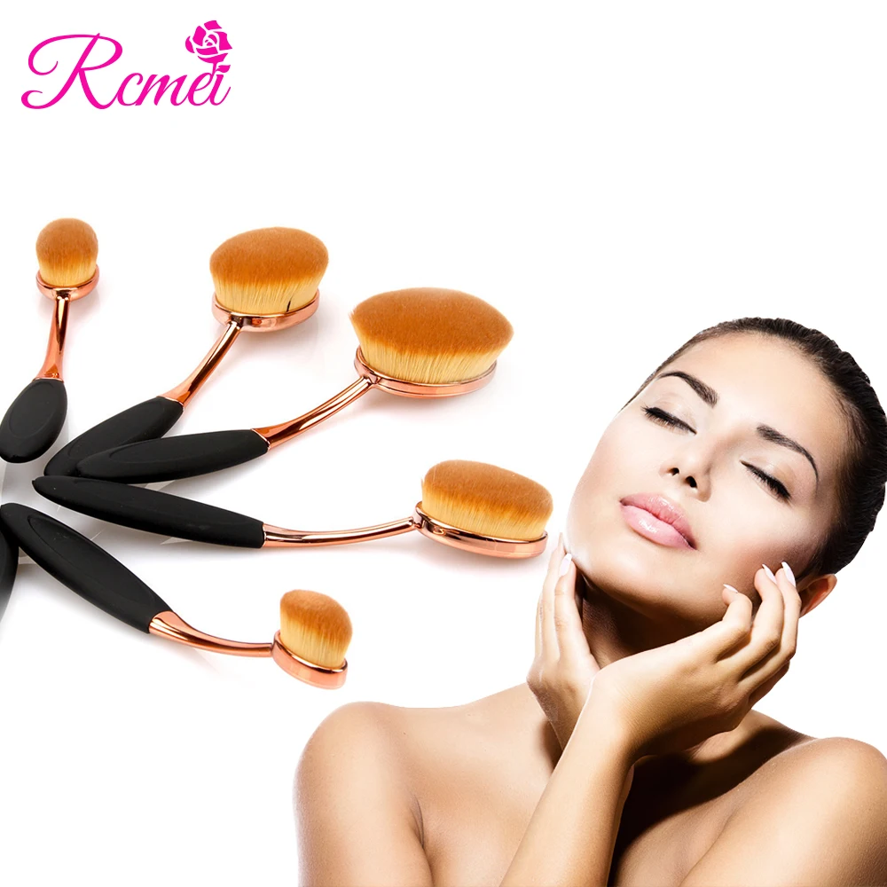

2017 New Arrival Makeup Brush 10Pcs Set Toothbrush Shape Oval Face Powder cosmetics Foundation Rose Gold