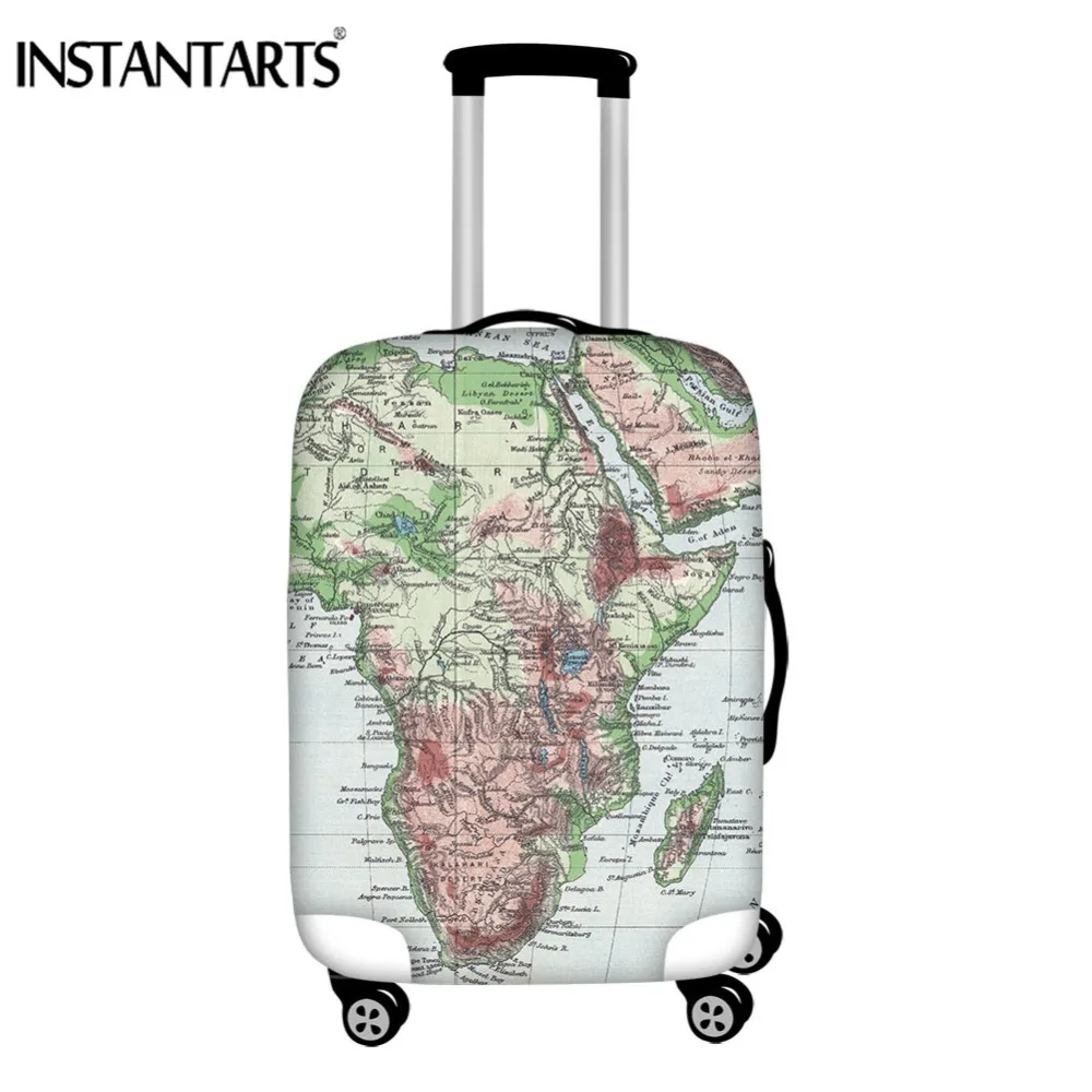 INSTANTARTS World Map Luggage Cover Travel Accessories Protective Dust Case Bag Covers Waterproof Rain Suitcase Stretch | Багаж и сумки