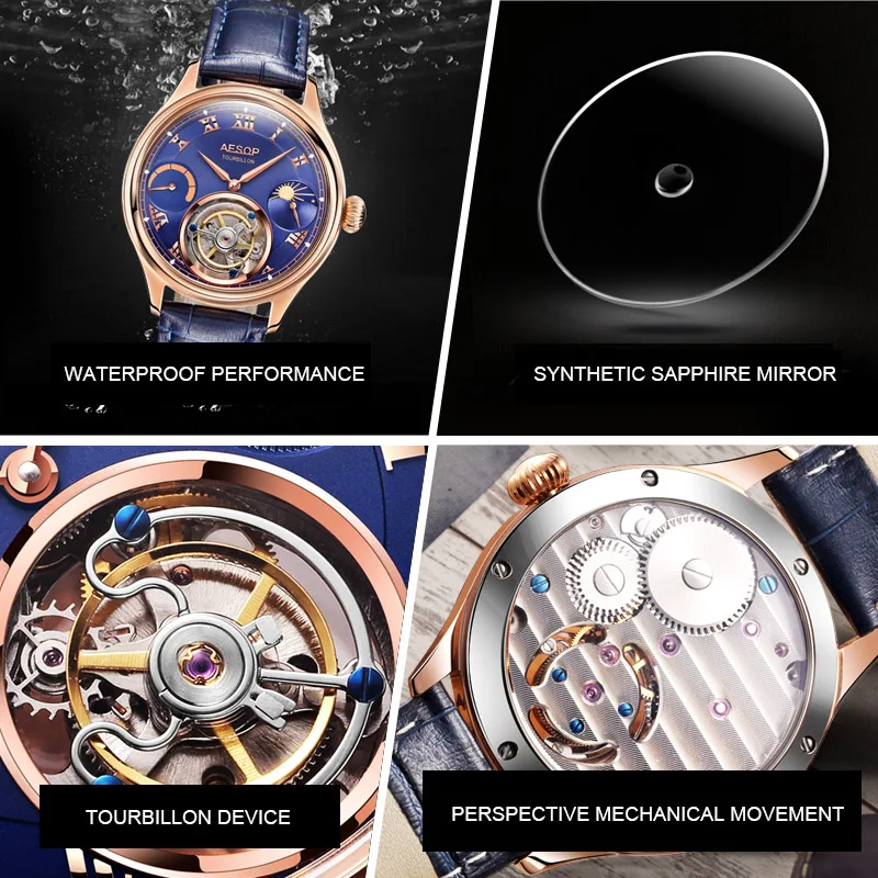 Мужские механические часы Moon Phase Tourbillon от ведущего бренда, роскошные часы с сапфировым циферблатом, часы с настоящим Tourbillon, мужские часы s relogio masculino