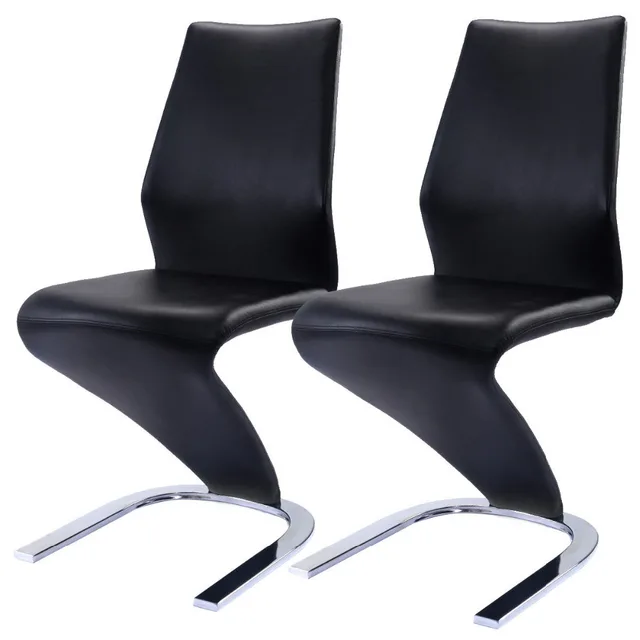 2 Pcs Dining Chairs Pu Leather High Back Furniture Home Room 2 Pcs Dining Chairs Pu Leather High Back Furniture Home Room Hw59086