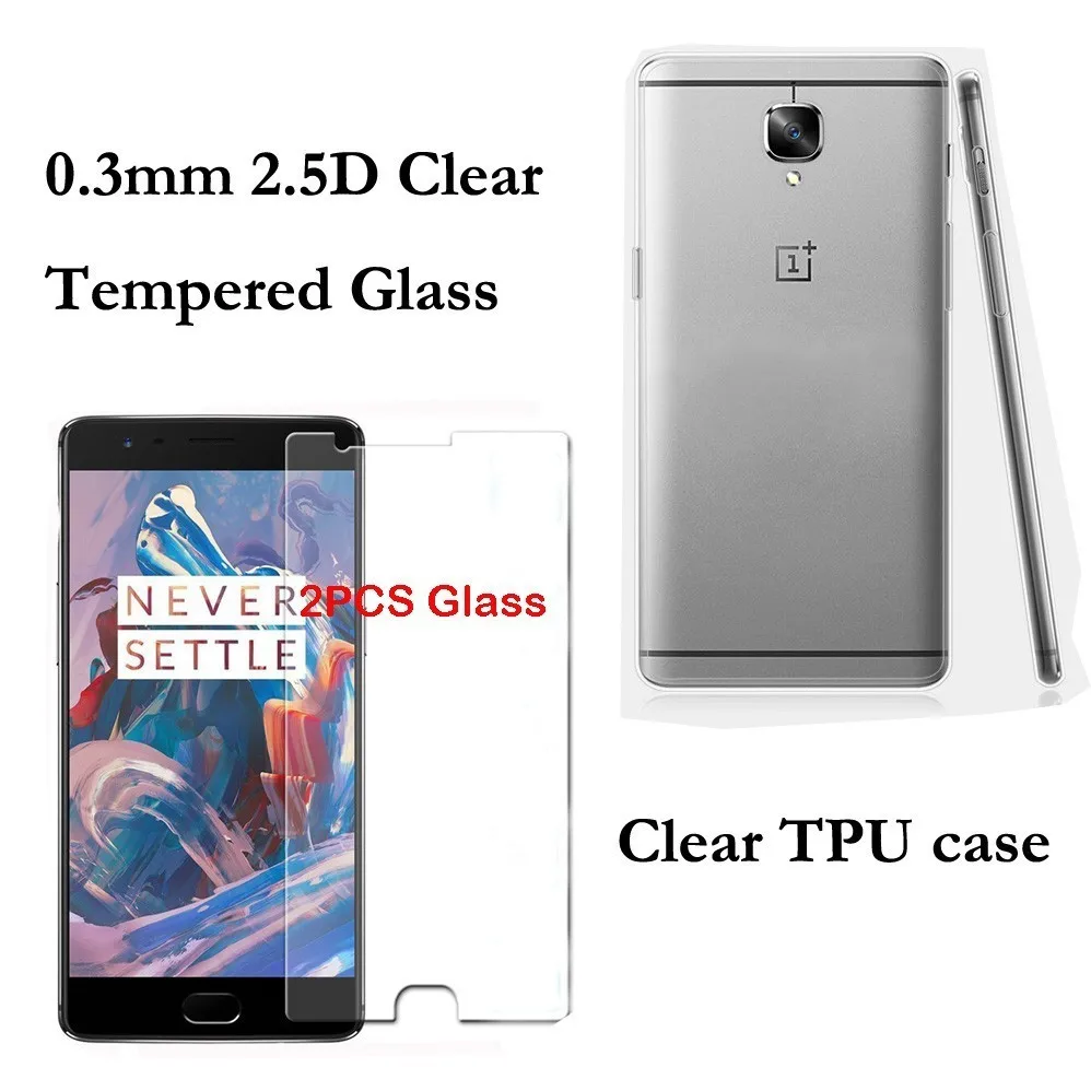 0,3 мм 2.5D 9 H закаленное стекло для oneplus 3 3T протектор экрана прозрачный термопластичный полиуретан силиконовый чехол для oneplus 3 3T чехол