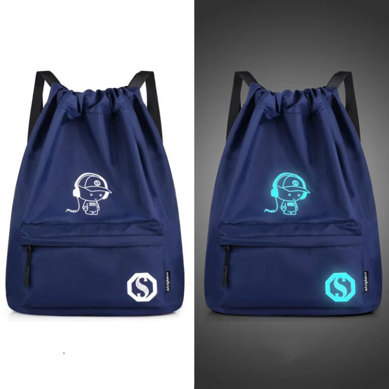 Reether Drawstring School Backpack Student Luminous Bookbag Glow In The