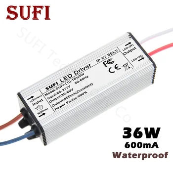

Waterproof 36W 600mA LED Driver AC 85-277V To DC 30-60V 36 W Watt Power Supply Light Transformers For LED Strip Downlight