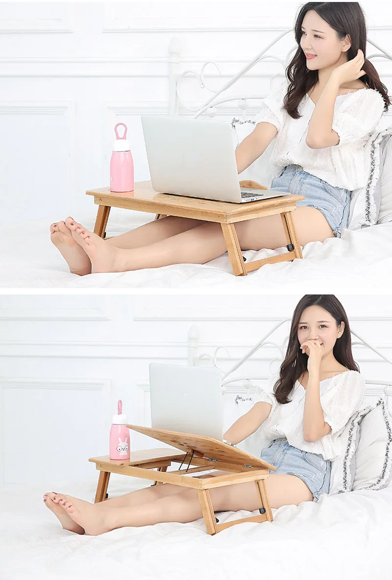 Складной Портативный Бамбуковый стол для ноутбука Регулируемая подставка для ноутбука стол на кровать Lifing кровать лоток для учебы стол с