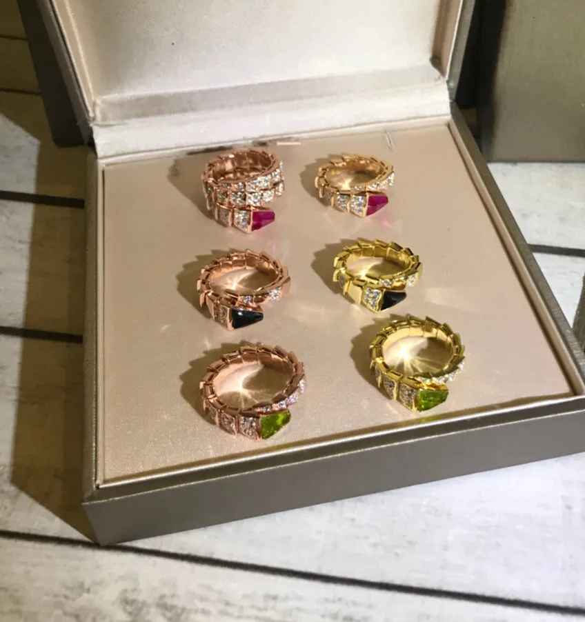 

three colors Pure 925 Sterling Silver Jewelry snake ring For Women Wedding animal party ring Silver adjust luxury brand jewelry