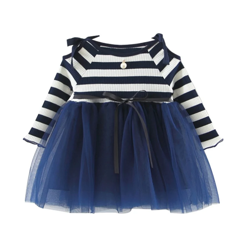 

1PC Baby Girls Autumn Winter Knitted Dress 0-2 Years Cute Newborn Baby Girls Long Sleeve Bow Shirt Girl Blue Pink Tutu Ball Go