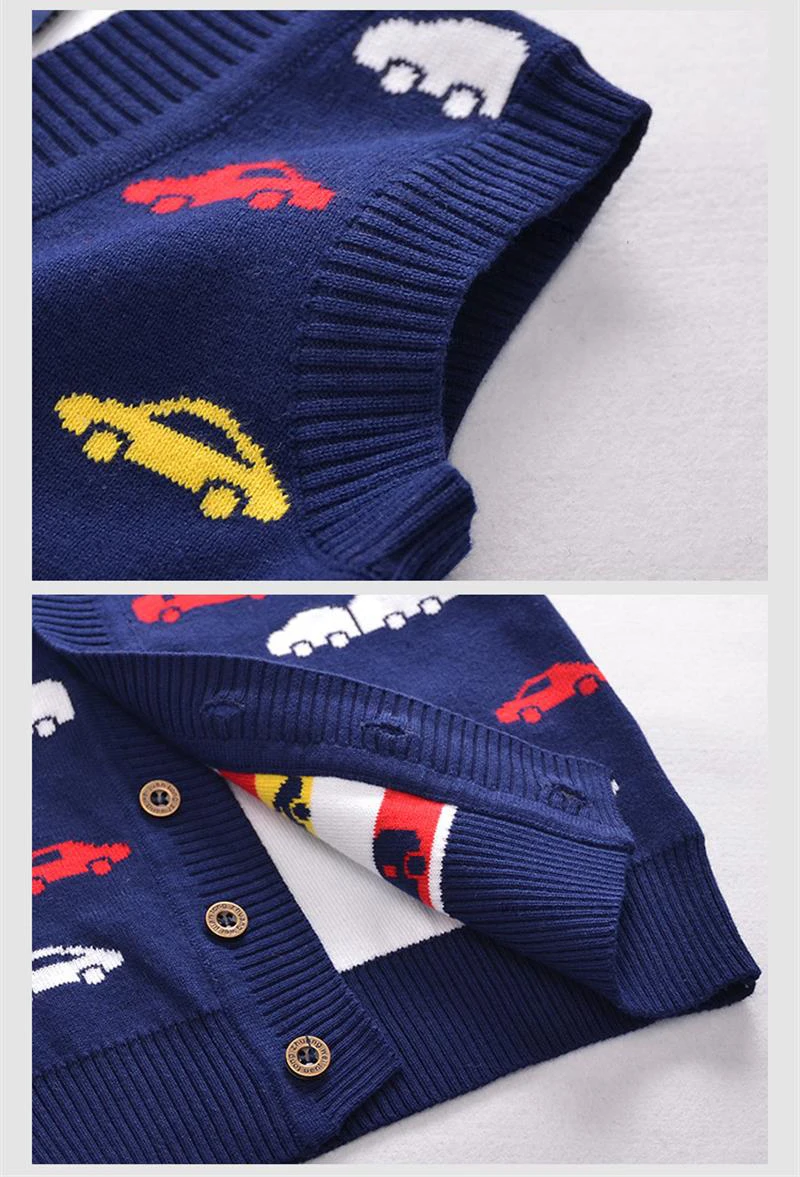 Cotton V-Neck Baby Vest Knitted Pattern Boys Sweater Autumn Toddler Boys Vest Cotton Comfortable Kids Sweater Coat Boys Clothing (0)