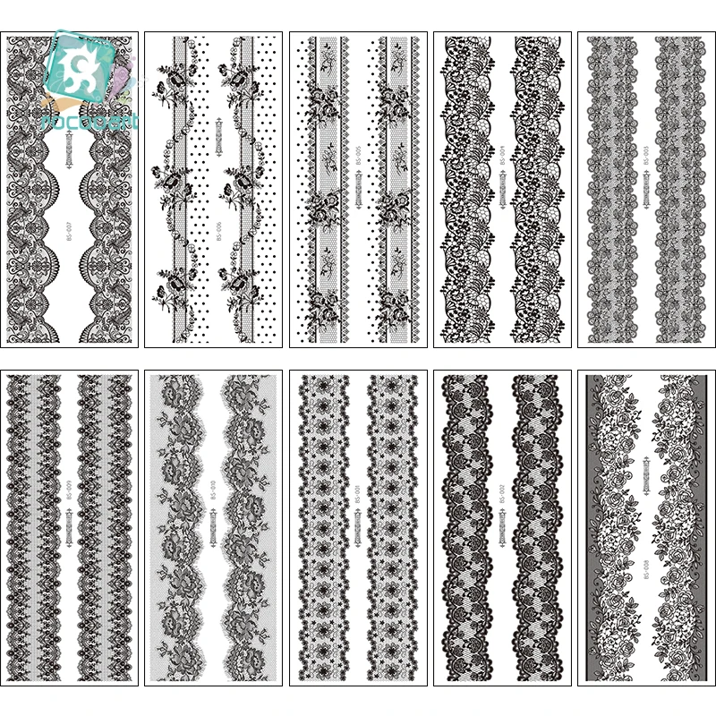 Rocooart новые трендовые черные временные арабские татуировки Кружева на ножке хны татуировки наклейки ноги цепи поддельные татуировки Секс татуировки Стикеры