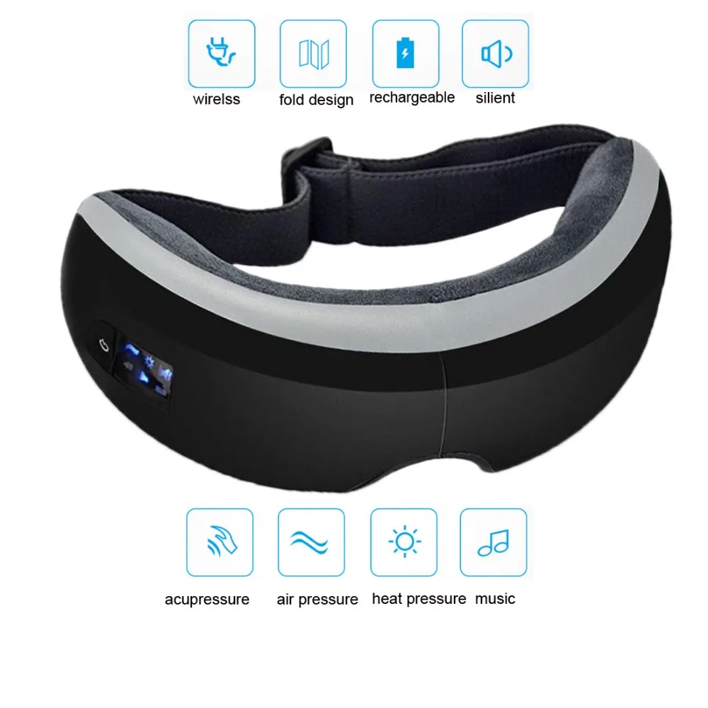 Electric Eye Massager Eye Mask with Heating.Vibration and Air Pressure 180'fold portable wireless rechargeable eye relax device Electric Eye Massager Eye Mask with Heating.Vibration and Air Pressure 180'fold portable wireless rechargeable eye relax device