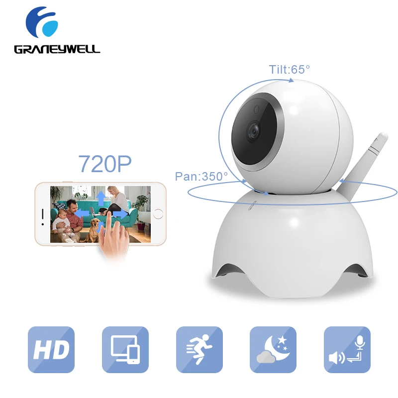 

Graneywell 720P IP Camera Wireless CCTV Len Baby Monitor P2P IP Cam Surveillance Camera Home Security Wifi Night Vision Camera