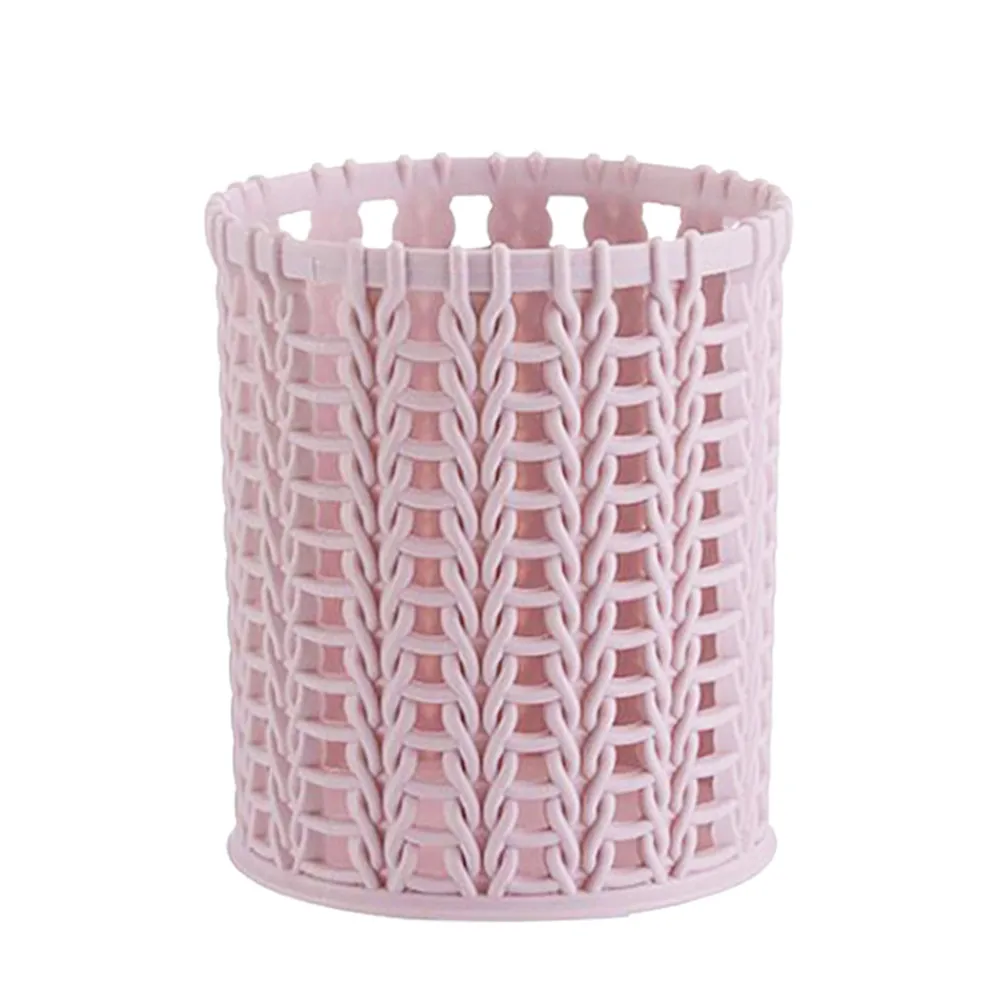 Пластиковый компактный держатель для ручки для студентов, индивидуальная простая и компактная корзина, кухонный Настольный органайзер для ванной комнаты - Цвет: Розовый