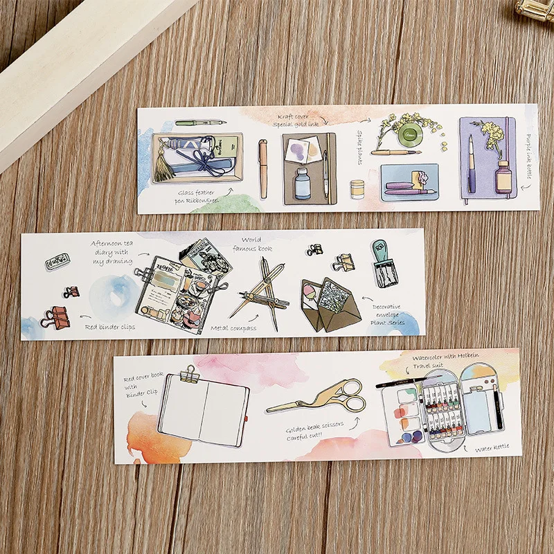 1 упаковка = 30 шт. милые канцелярские темы тонкие бумажные закладки 15*4 см DIY открытка для сообщений Бумажная книга маркер подарок