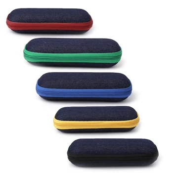 

New Denim Fabric Zipper Glasses Box Sunglasses Fashion Women Men Protection Crush Resistance Container Holders 2018