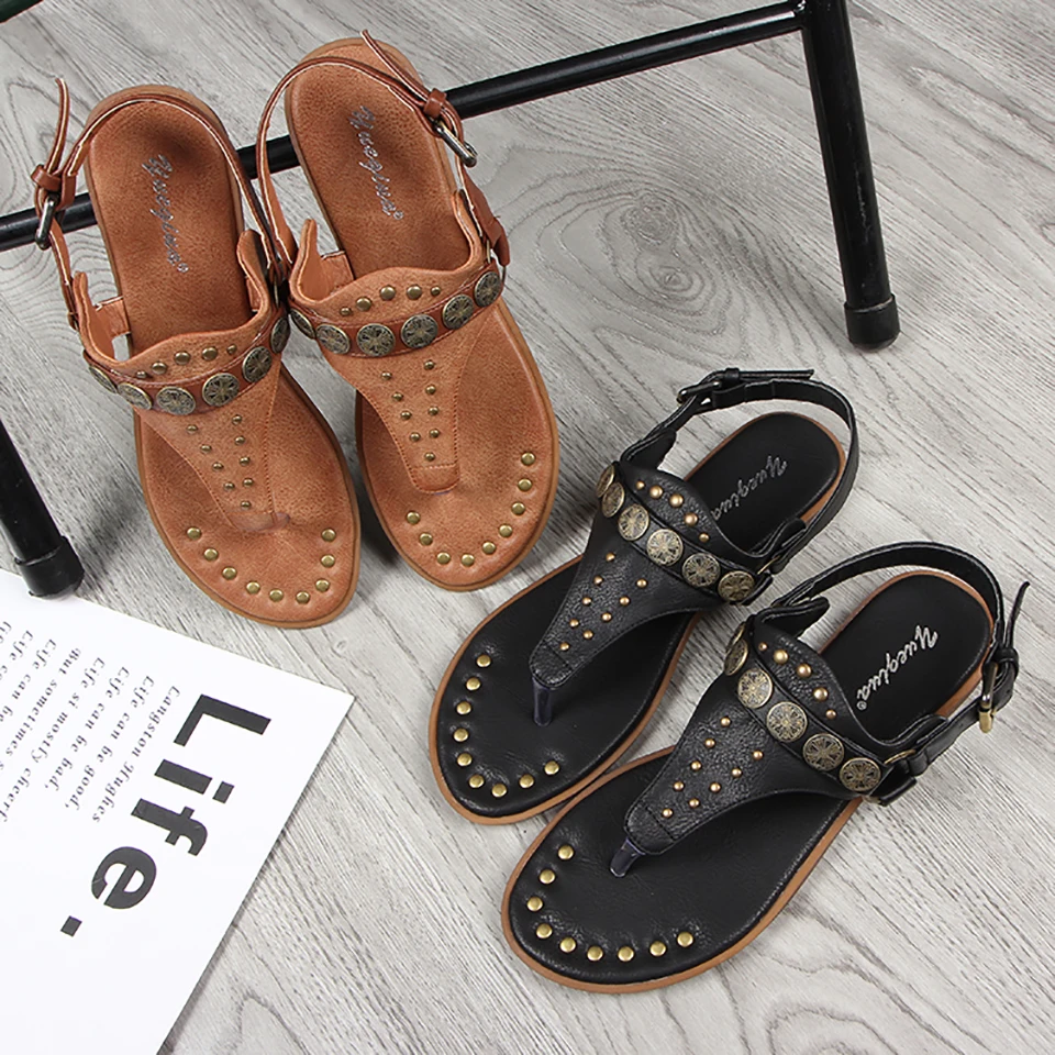 Summer Womens Clip-Toe Flat Sandals Fashion Roman Sandals Casual Ladiess Shoes