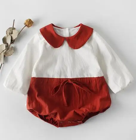 Детские боди в Корейском стиле, боди с длинными рукавами для маленьких девочек, новая одежда для маленьких мальчиков, одежда для новорожденных принцесс на день рождения - Цвет: Red Romper