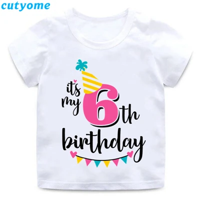 Cutyome/футболки для детского дня рождения для малышей белая одежда для мальчиков и девочек забавная Футболка с принтом цифр 1-9 подарки на день рождения, топы для детей 3, 7, 8, 9 лет - Color: White 6