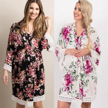 

New Ladies Women Short Satin Nightdress Nightie Soft Long Sleeve Nightshirt Maternity Pregnant Nightwear