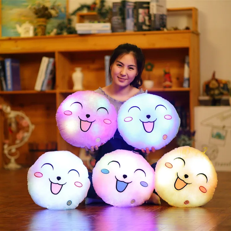 

1pc 33cm Glowing Colorful Round Pillow Lumious Lighting In the dark Beautiful Plush Toy Five Colors Soft Kids Funny Kawaii Gift