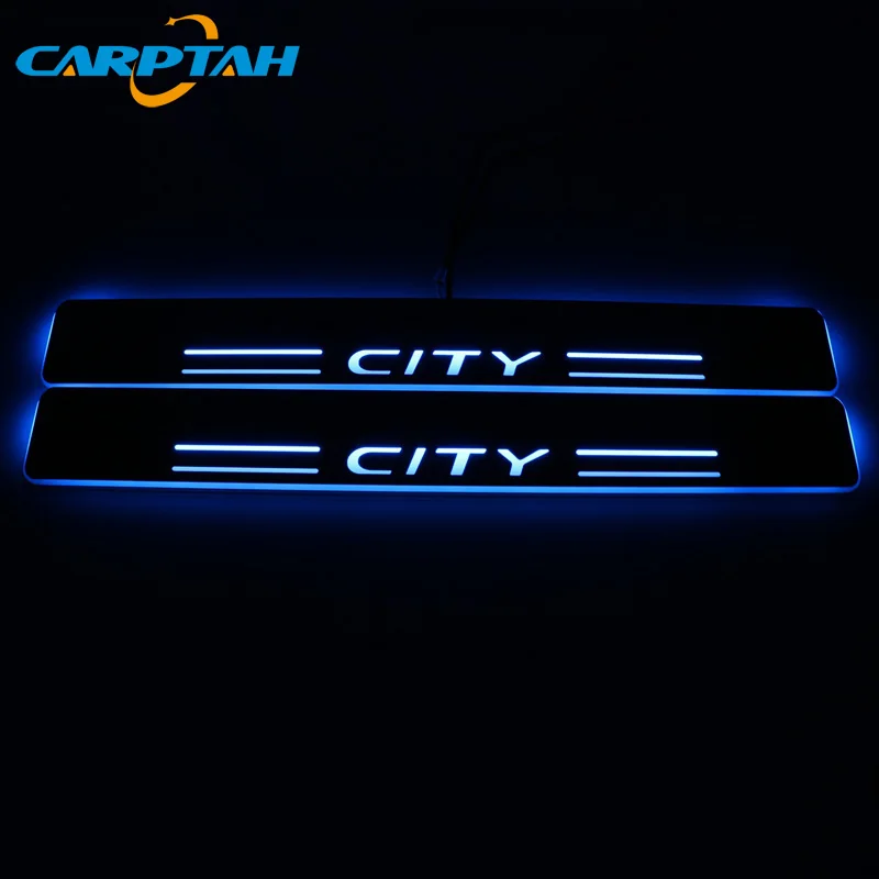 

CARPTAH Trim Pedal Car Exterior Parts LED Door Sill Scuff Plate Pathway Dynamic Streamer light For Honda City Grace 2015 - 2019