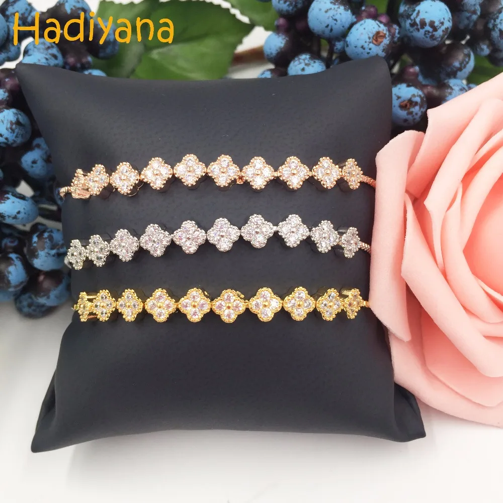 

Hadiyana Monica Design AAA Cubic Zirconia 3pcs Trendy Adjustable Bracelet Copper Base With 3 Tone Color for Women Girl SL264-S