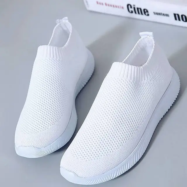 US $8.81 Casual shoes woman air mesh walking sneakers women shoes 2019 knitted slip on female flat shoes ten