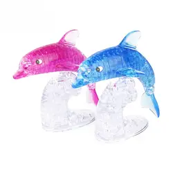 Для детей DIY 3D кристалл животных синий Дельфин Puzzle Building развивающие игрушки интеллектуал собранные Пазлы игрушка в подарок