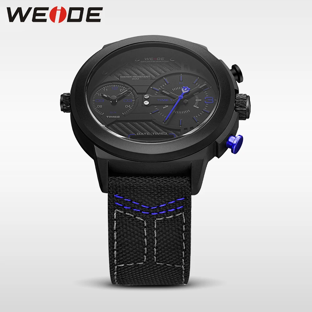 WEIDE Роскошные оригинальные нейлоновые наручные часы с двойным часовым поясом