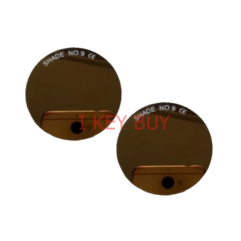 Welding Helmet Lens 4pcs/lot Black Glass Filter Round Shape Lens 50mm for Welding Goggles Masks Golden Coating Black Eye DIN9/10/11/12/ /13