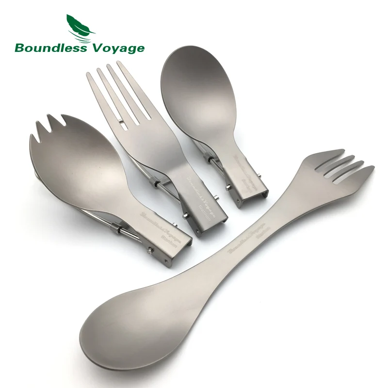 Boundless Voyage Ultralight Titanium Folding Spoon Spork Fork Cutlery