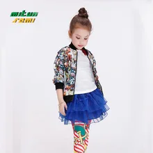 NEW Girls zipper jacket KID short sleeved fashion print Outerwear Windbreaker Baby Clothing