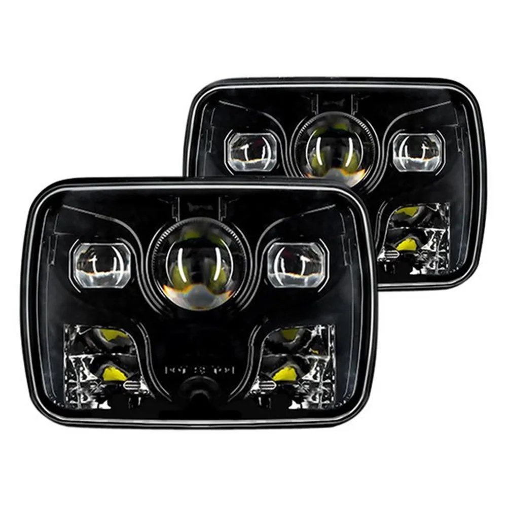

7x6" 48W Replacement LED Headlights - Black (Pair) - DOT 5x7" Inch Sealed Beam Style