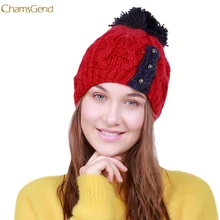 ChamsGend, Новое поступление, женская теплая вязаная крючком Зимняя шерстяная вязаная Лыжная шапка, шапка с черепом, шапка с ворсом, Прямая поставка A#487 ChamsGend, Новое поступление, женская теплая вязаная крючком Зимняя шерстяная вязаная Лыжная шапка, шапка с черепом, шапка с ворсом, Прямая поставка A#487