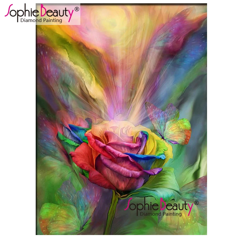 

Sophie Beauty cross stitch rose and butterfly diy diamond painting rhinestone flower mosaic kit embroidery christmas gift 19029